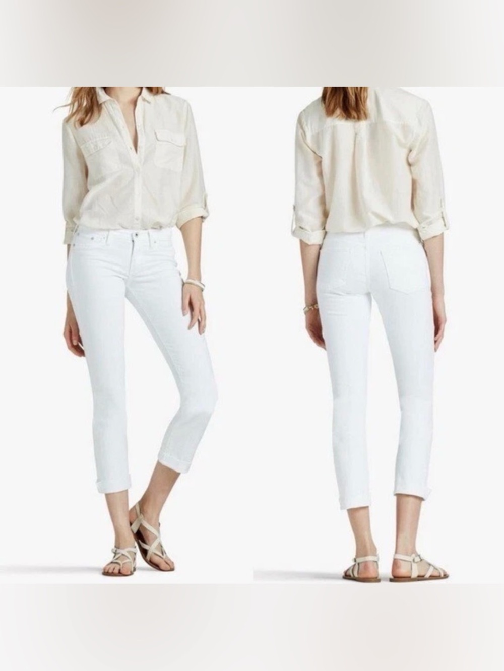 Lucky Brand Sweet Jean Pearl White Crop Denim Jeans 10 / 30 EUC
